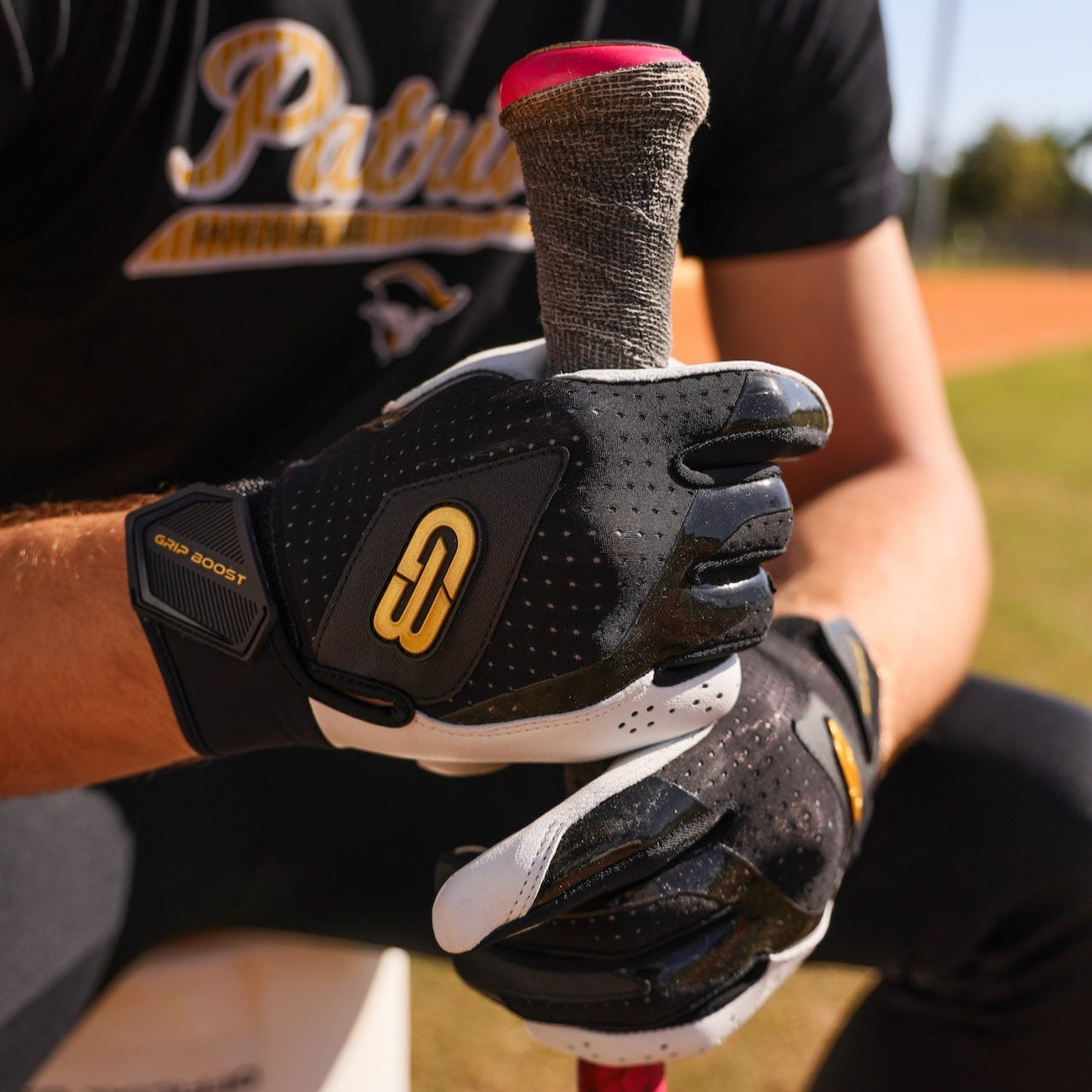 Grip Boost Batting Gloves Grip Boost Black Loaded Baseball Batting Gloves with Boost Plus Leather