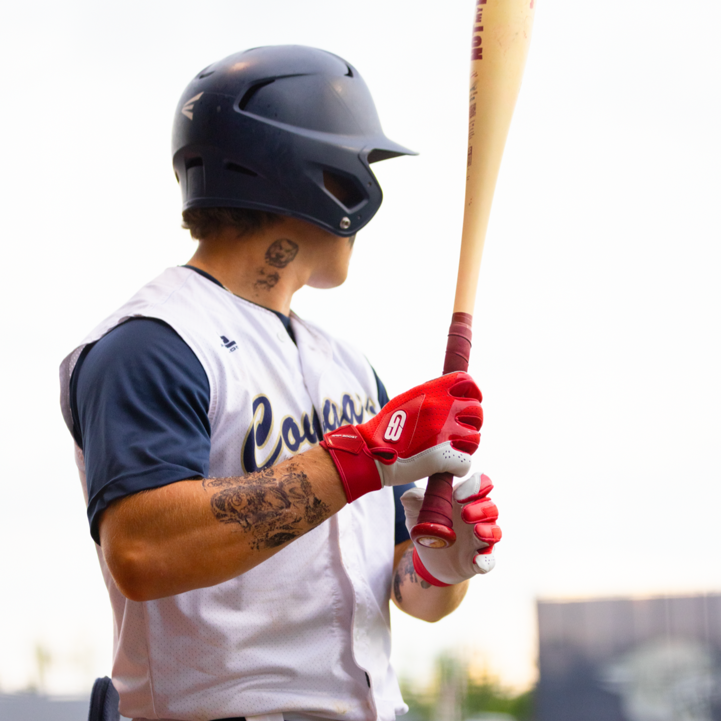 Grip Boost Batting Gloves Grip Boost Red Loaded Baseball Batting Gloves with Boost Plus Leather