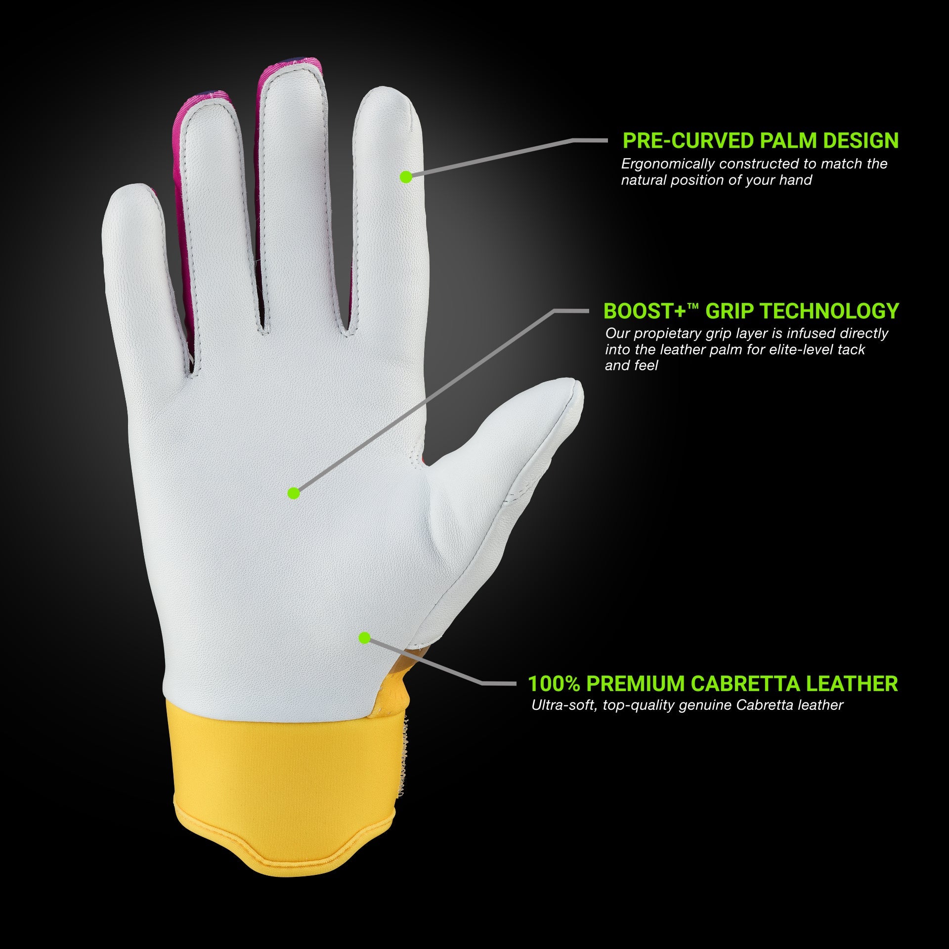Grip Boost Batting Gloves Grip Boost Sunset Loaded Baseball Batting Gloves with Boost Plus Leather