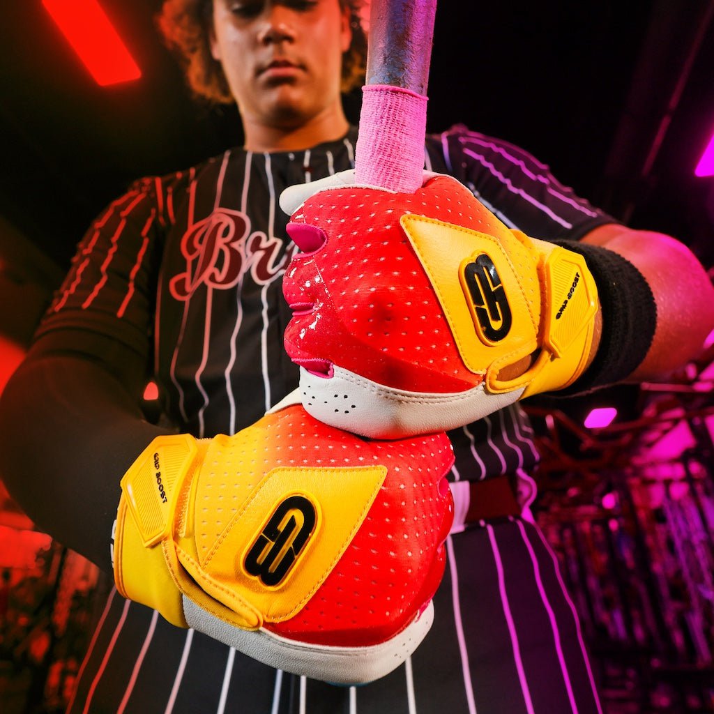 Grip Boost Batting Gloves Grip Boost Sunset Loaded Baseball Batting Gloves with Boost Plus Leather