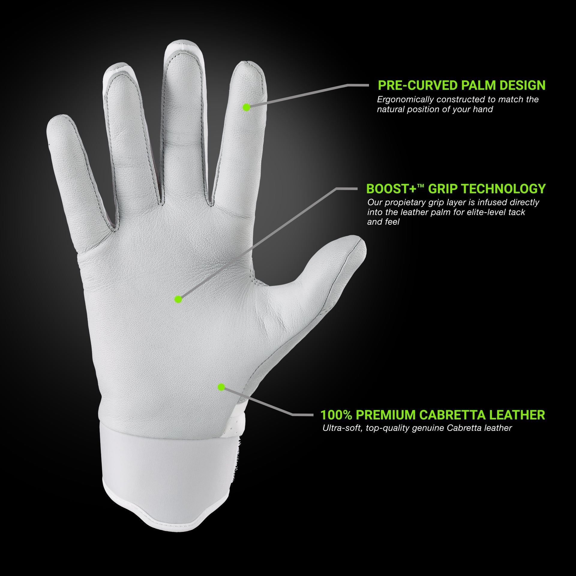 Grip Boost Batting Gloves Grip Boost White Loaded Baseball Batting Gloves with Boost Plus Leather