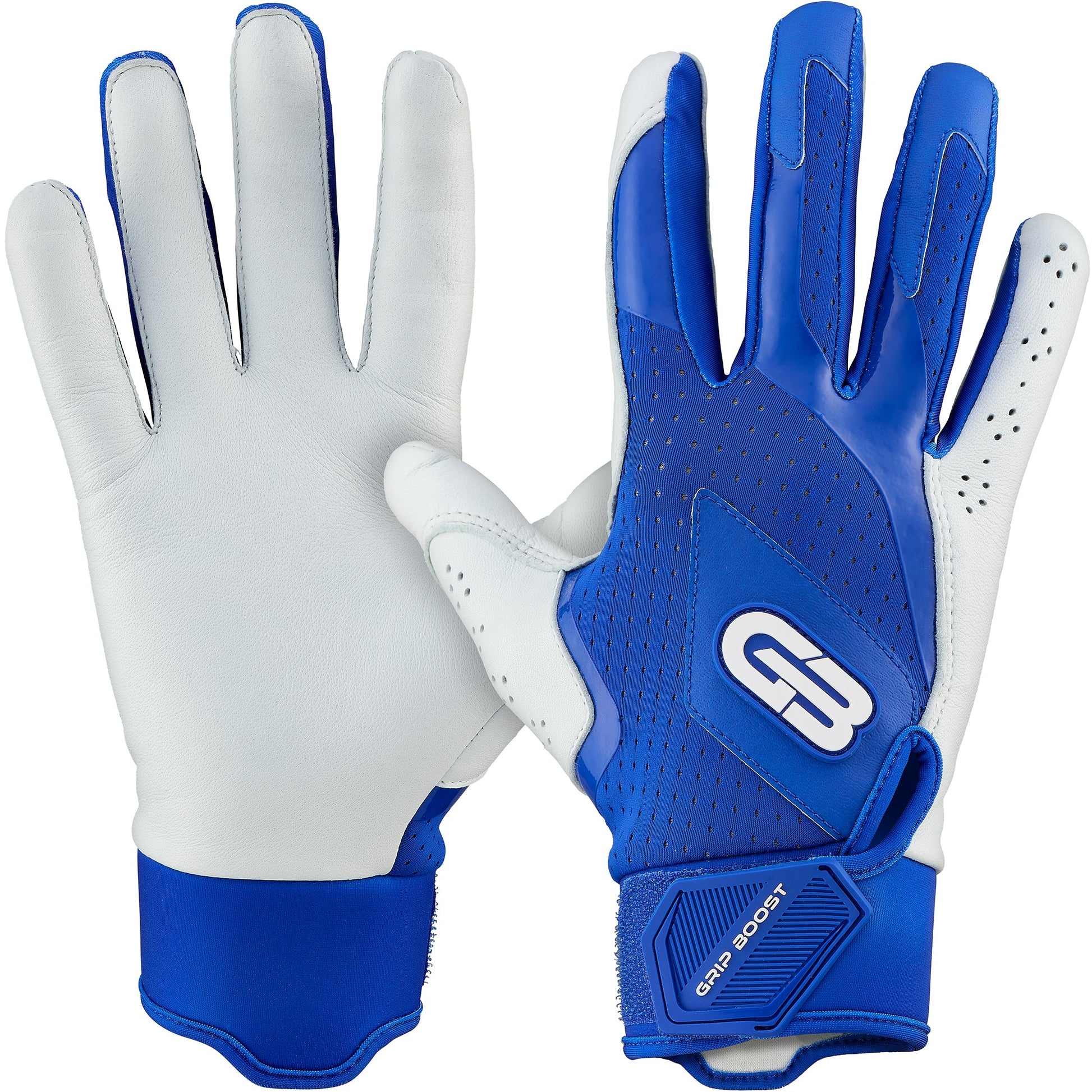 Grip Boost Batting Gloves Small Grip Boost Loaded Baseball Batting Gloves with Boost Plus Leather - Blue
