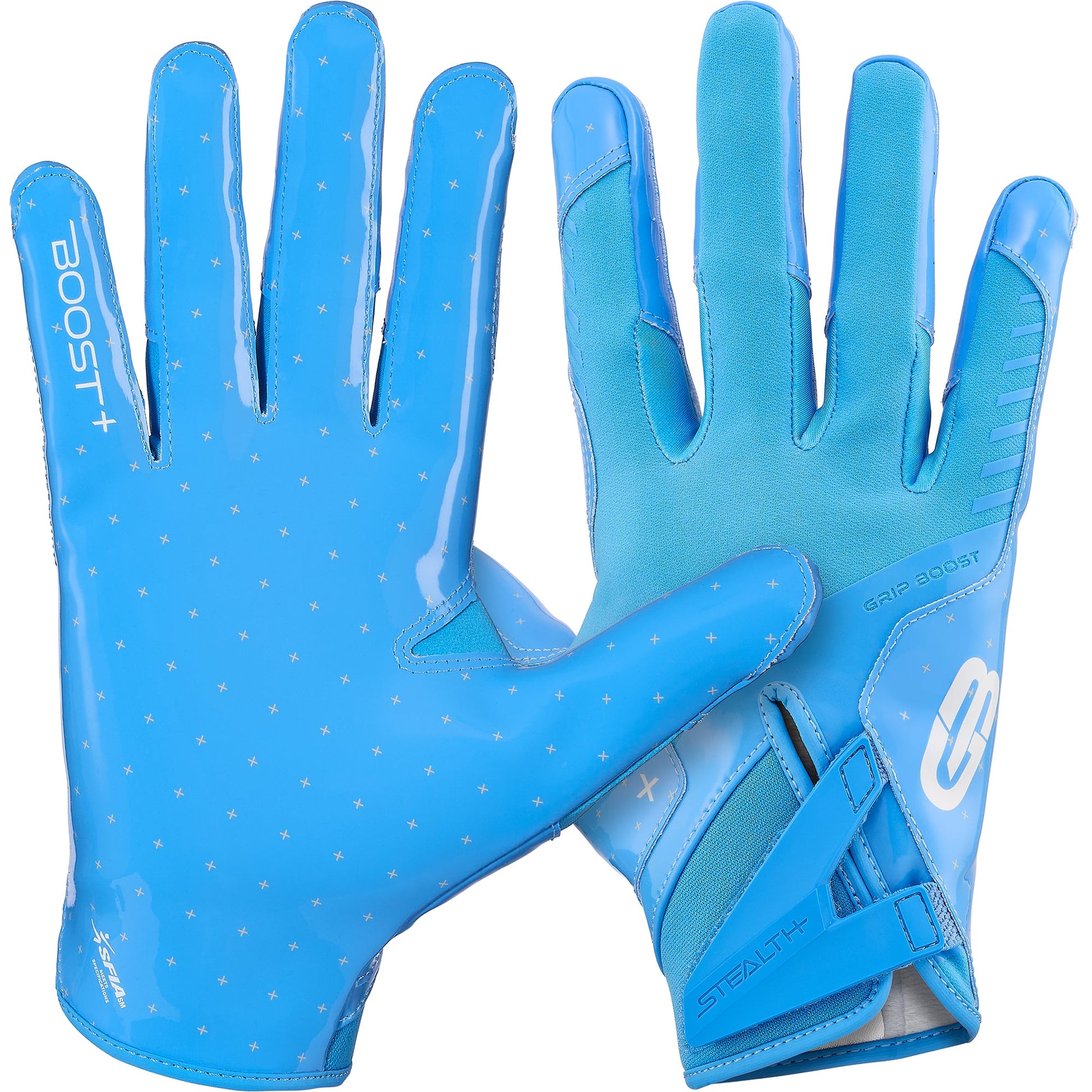 Grip Boost Football Receiving Gloves Small / Solid Light Blue Grip Boost Solid Light Blue Stealth 6.0 Boost Plus Football Gloves