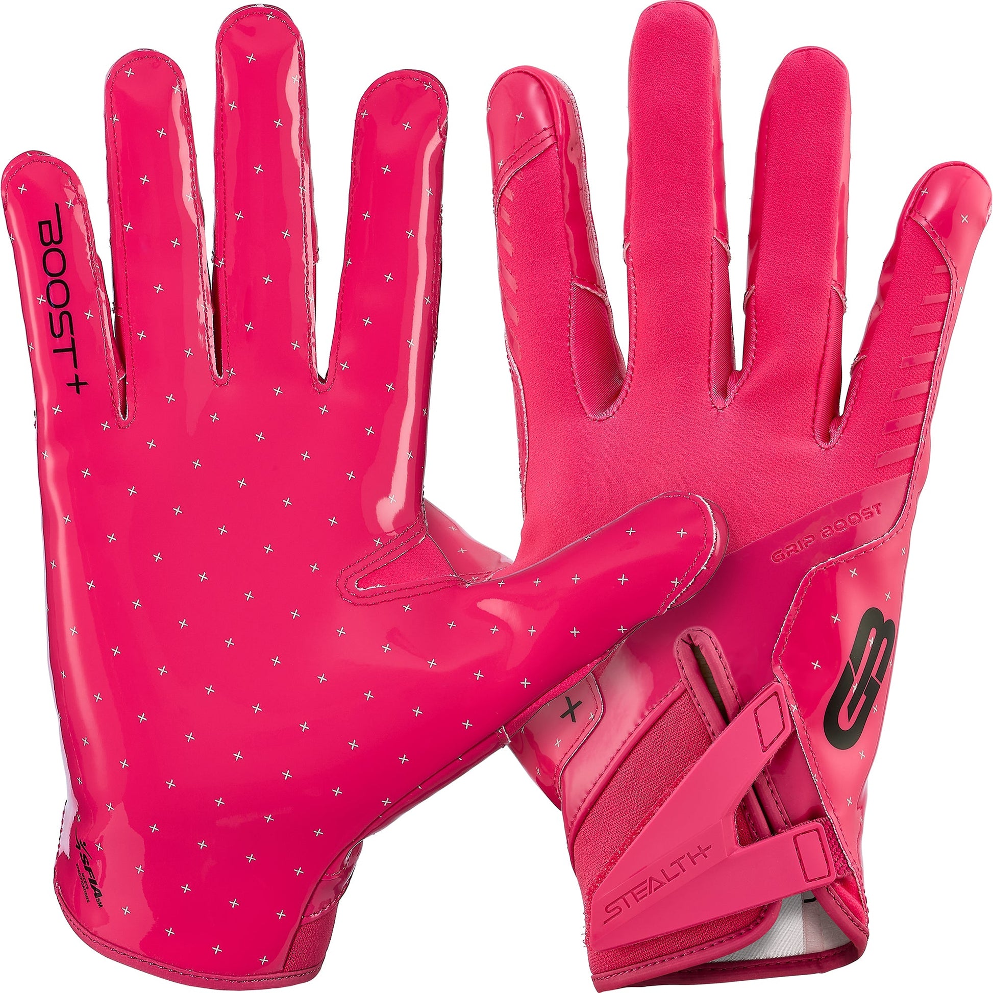Grip Boost Football Receiving Gloves Youth Small / Solid Pink Grip Boost Solid Pink Stealth 6.0 Boost Plus Youth Football Gloves