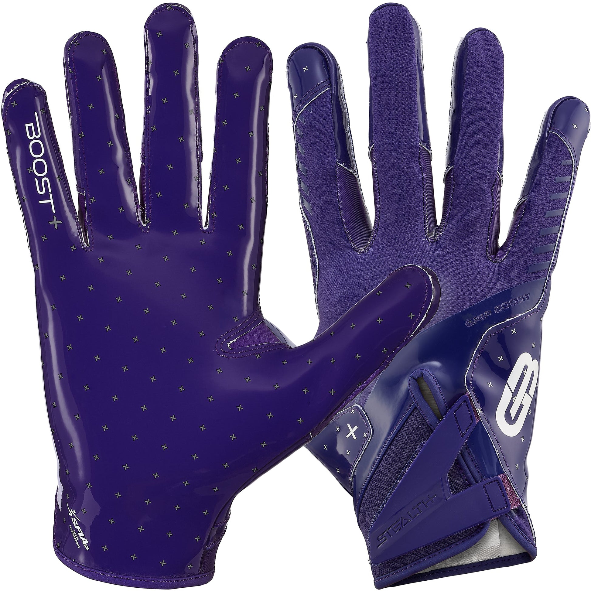 Grip Boost Football Receiving Gloves Youth Small / Solid Purple Grip Boost Solid Purple Stealth 6.0 Boost Plus Youth Football Gloves