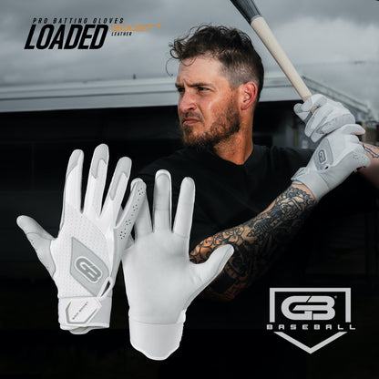 Grip Boost Batting Gloves Grip Boost Loaded White Baseball Batting Gloves with Boost Plus Leather - Youth Sizes