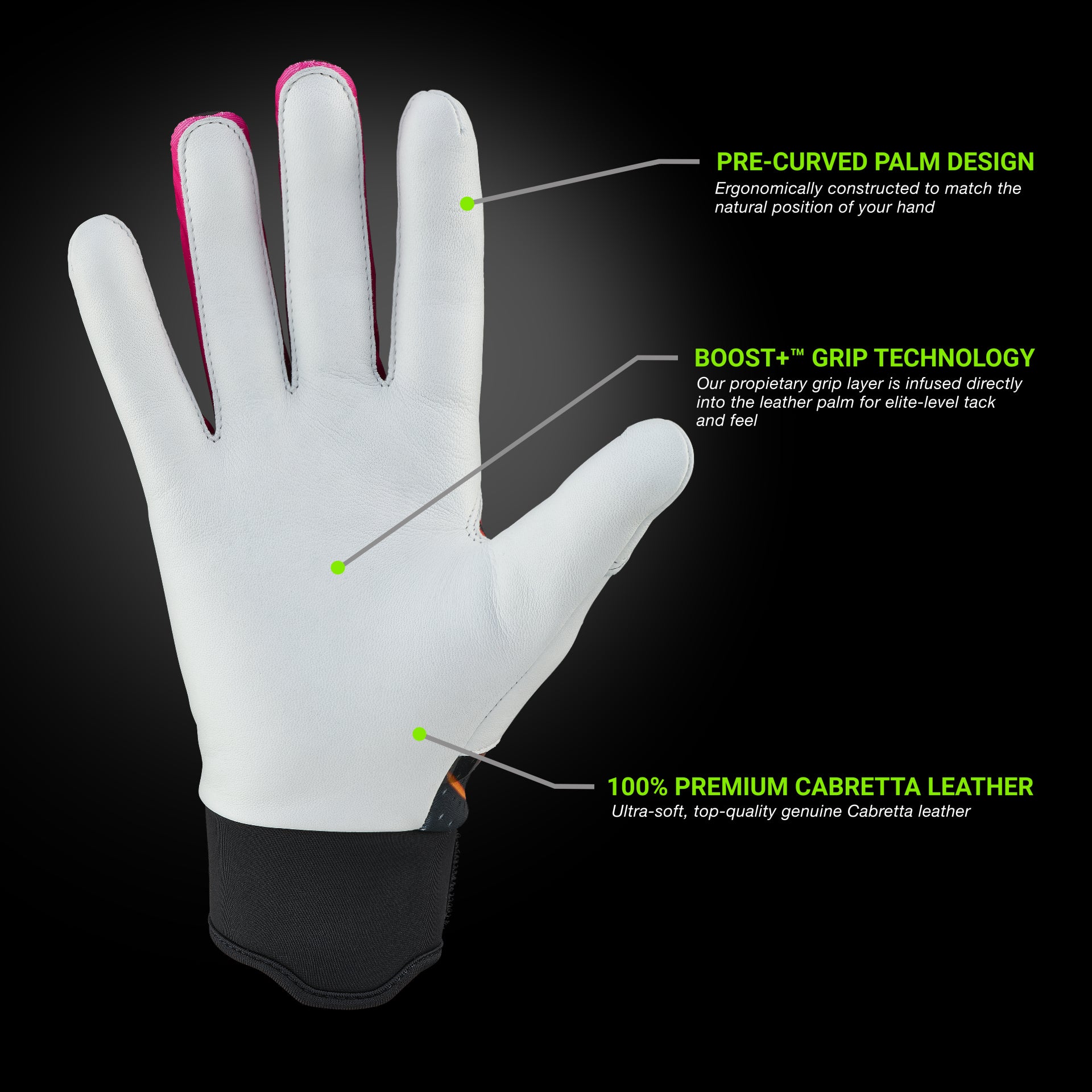Grip Boost Batting Gloves Grip Boost Miami Nights Loaded Baseball Batting Gloves with Boost Plus Leather