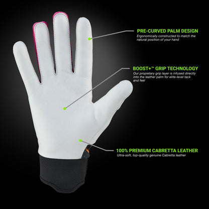 Grip Boost Batting Gloves Grip Boost Miami Nights Loaded Baseball Batting Gloves with Boost Plus Leather