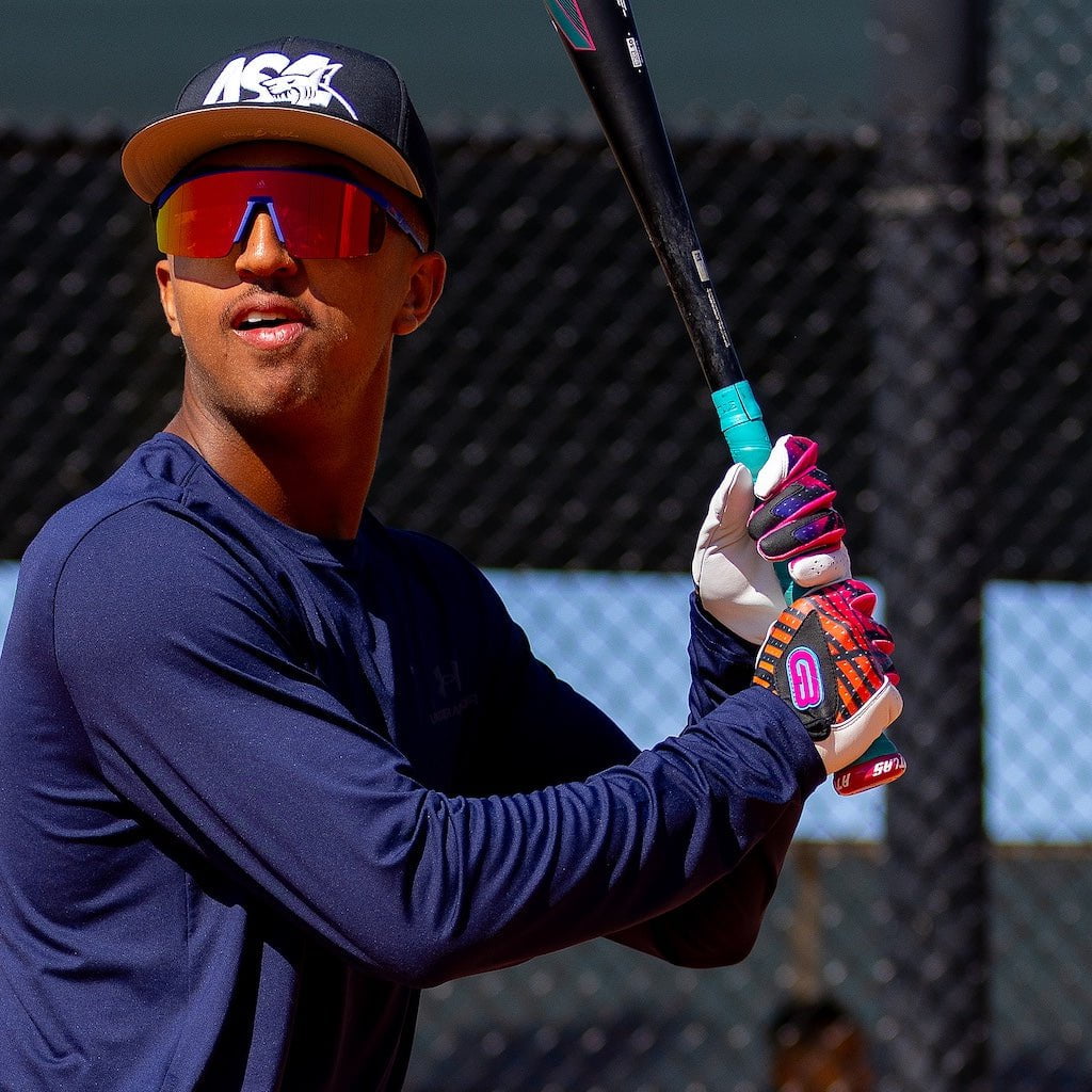 Grip Boost Batting Gloves Grip Boost Miami Nights Loaded Baseball Batting Gloves with Boost Plus Leather