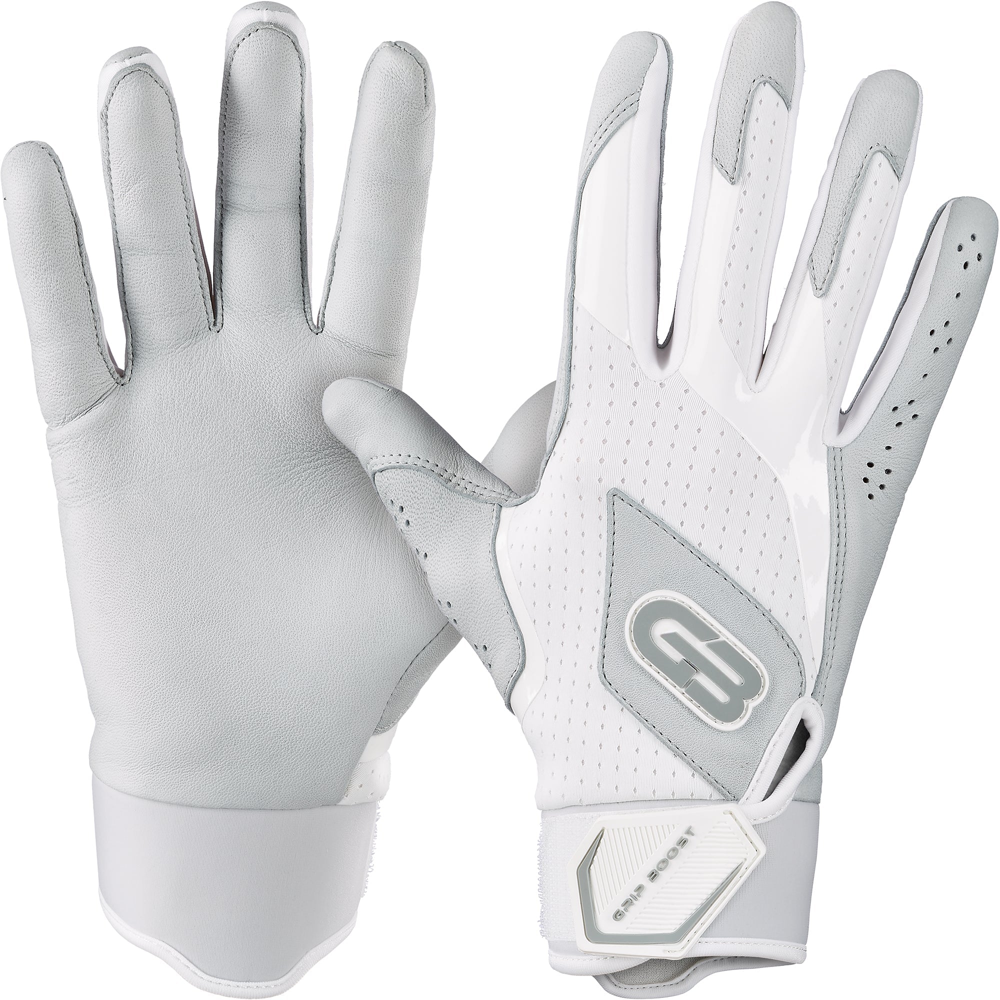 White Leather Batting Gloves | High-Tack Grip Batting Gloves