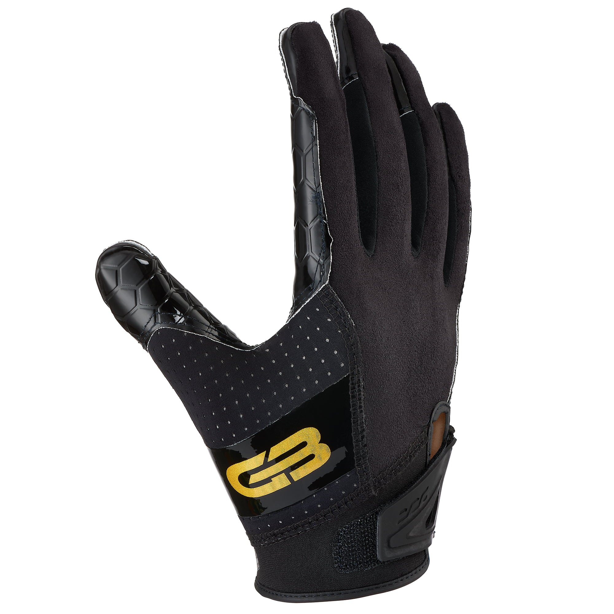 Black/Gold DNA 2.0 Gloves | Sticky Palm Football Gloves | Grip Boost