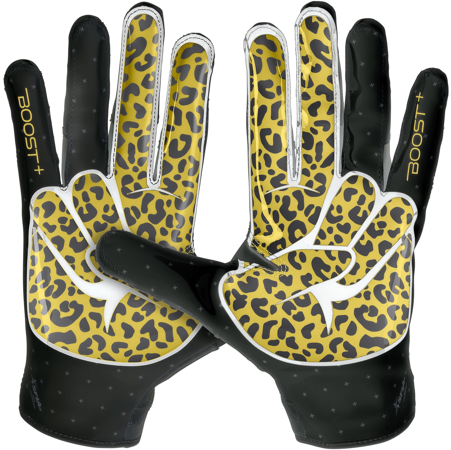 Grip Boost Football Receiving Gloves Grip Boost Peace Stealth 6 Boost Plus Football Gloves - Black/Gold