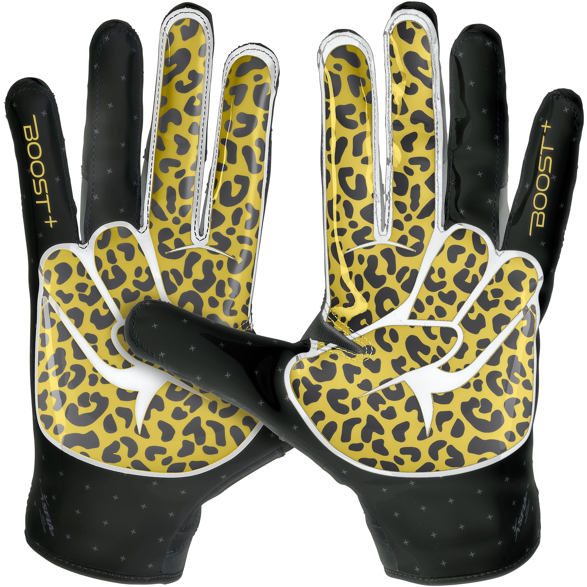 Grip Boost Football Receiving Gloves Grip Boost Peace Stealth 6 Boost Plus Football Gloves - Black/Gold