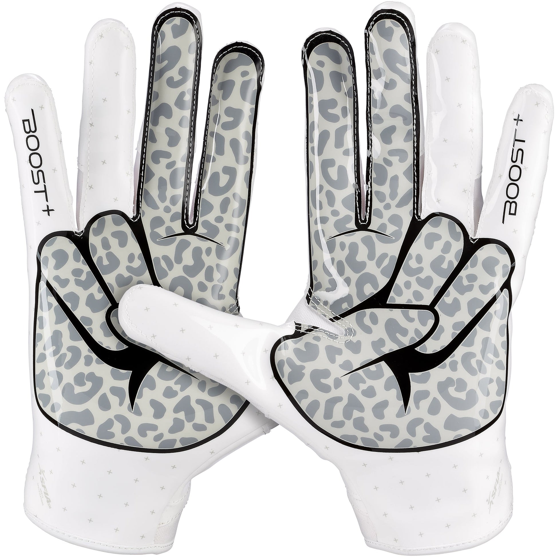 Grip Boost Football Receiving Gloves Grip Boost Peace Stealth 6 Boost Plus Football Gloves - White/Black