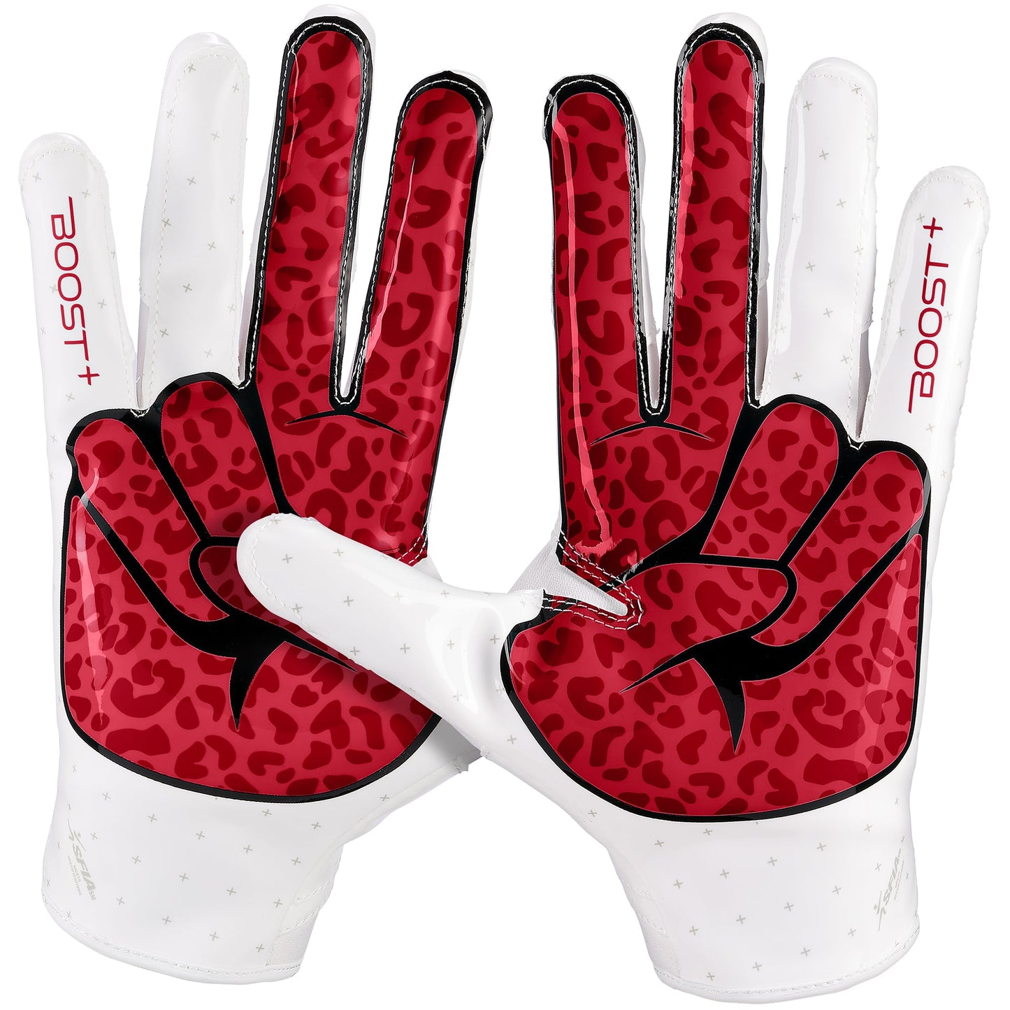 Red & White Football Gloves Stealth 6 Wide Receiver Gloves Grip Boost
