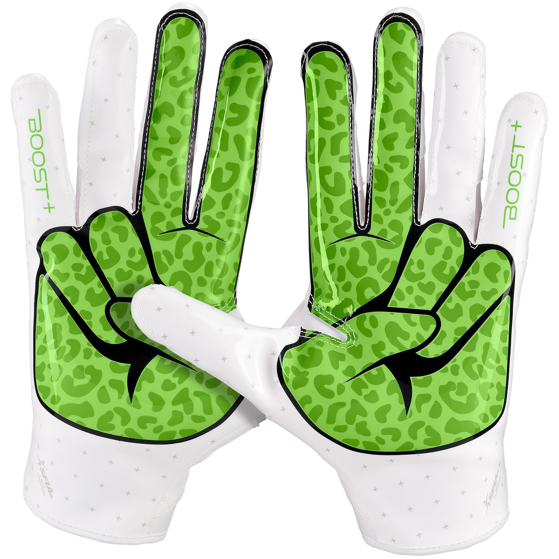 Grip Boost Football Receiving Gloves Grip Boost Peace Stealth 6 Boost Plus Football Gloves - White/Lime