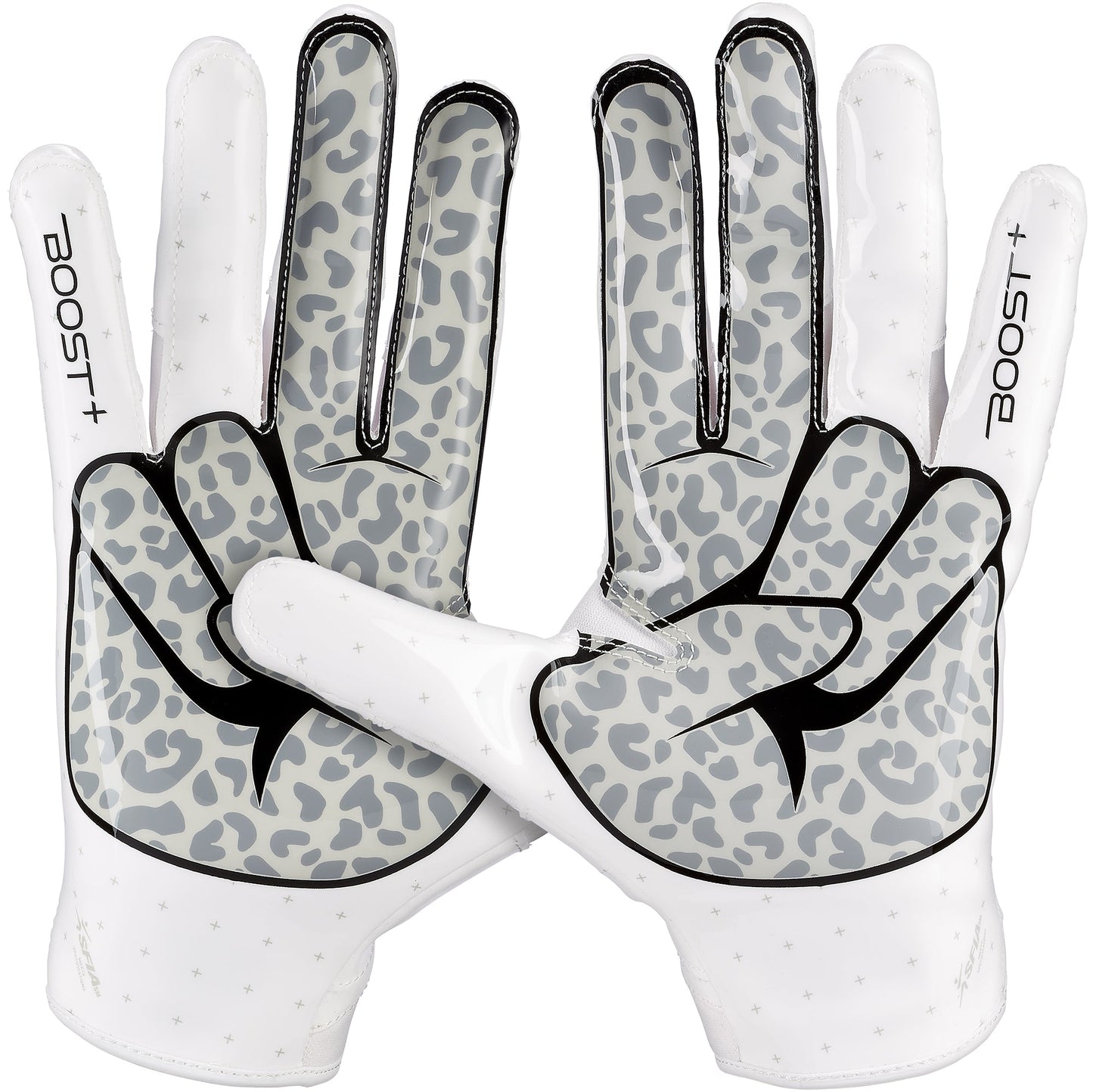 Grip Boost Football Receiving Gloves Grip Boost Peace Stealth 6 Boost Plus Youth Football Gloves - White/Black