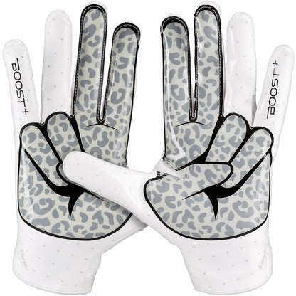 Grip Boost Football Receiving Gloves Grip Boost Peace Stealth 6 Boost Plus Youth Football Gloves - White/Black