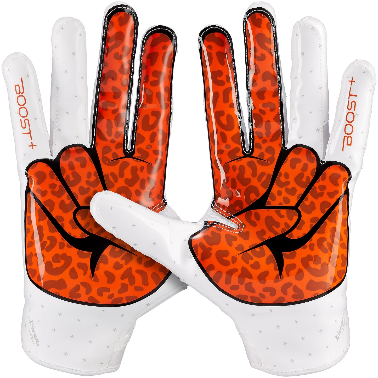 Youth White/Orange Football Gloves Peace Stealth 6 Gloves Grip Boost
