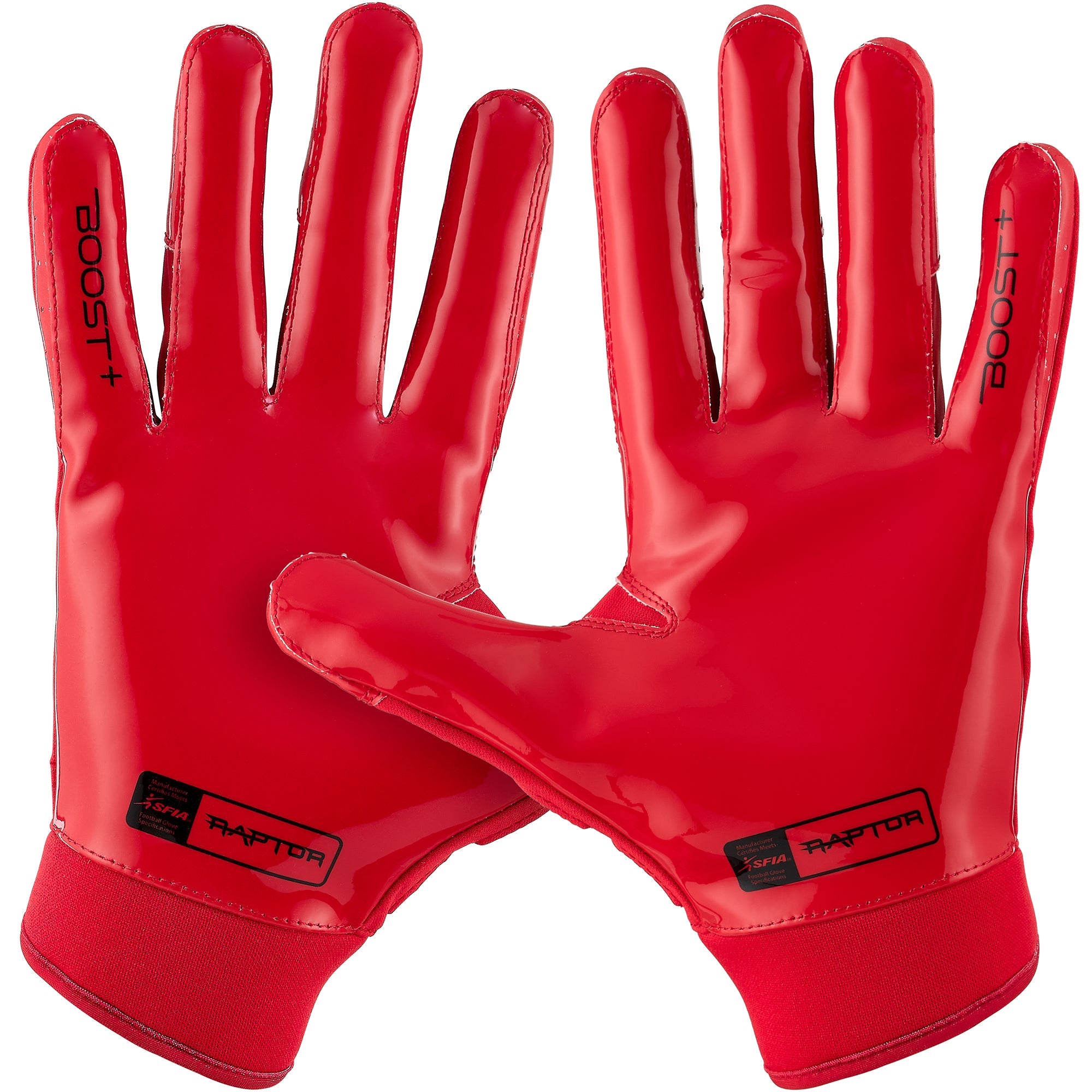 Red Raptor 2.0 Football Gloves Padded Sticky Gloves Grip Boost
