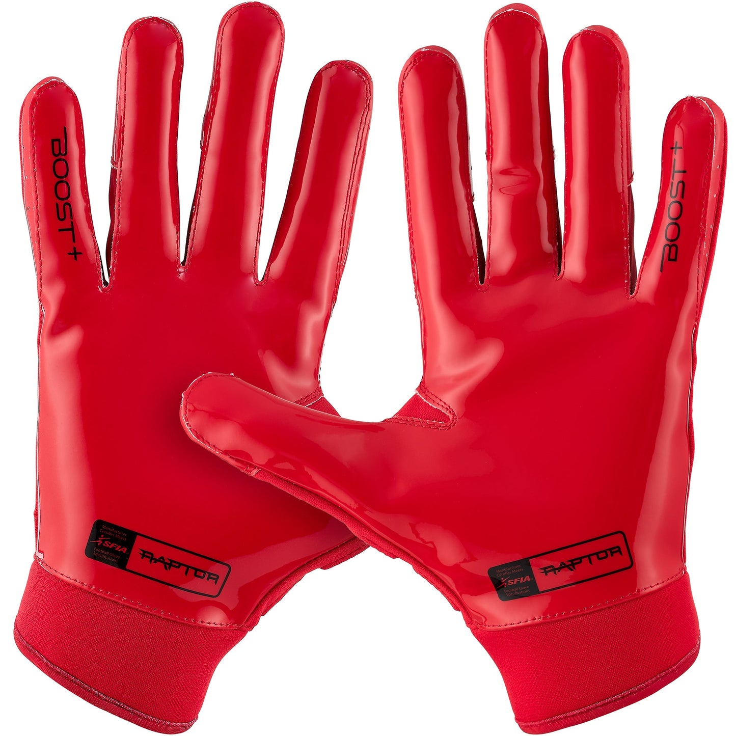 Grip Boost Football Receiving Gloves Grip Boost Raptor 2.0 Red Padded Men's Football Gloves with Boost Plus Grip Technology