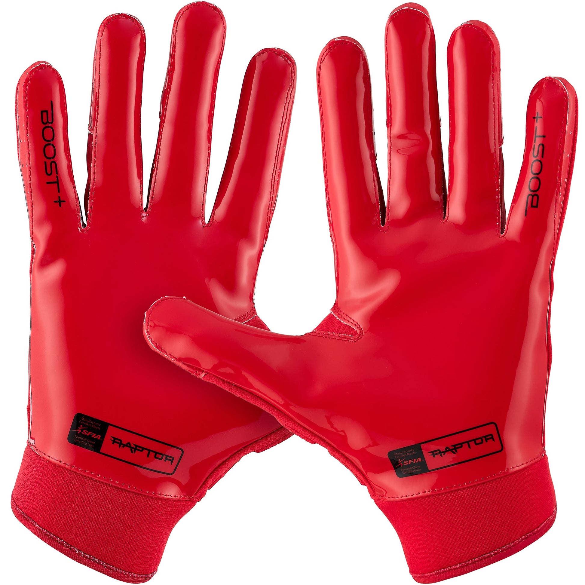 Grip Boost Football Receiving Gloves Grip Boost Raptor 2.0 Red Padded Men's Football Gloves with Boost Plus Grip Technology