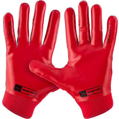 Grip Boost Football Receiving Gloves Grip Boost Raptor 2.0 Red Padded Men's Football Gloves with Boost Plus Grip Technology