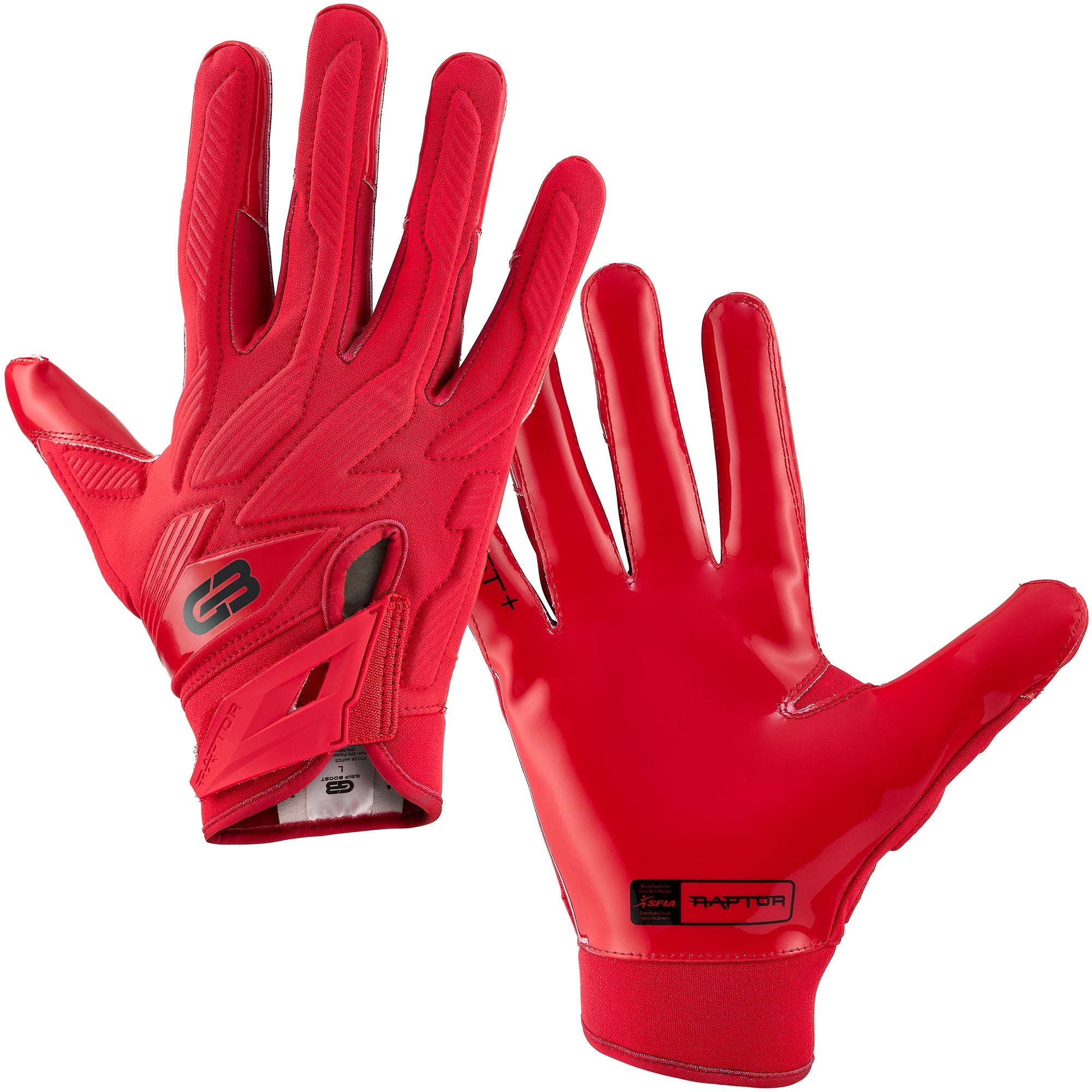 Red Raptor 2.0 Football Gloves Padded Sticky Gloves Grip Boost