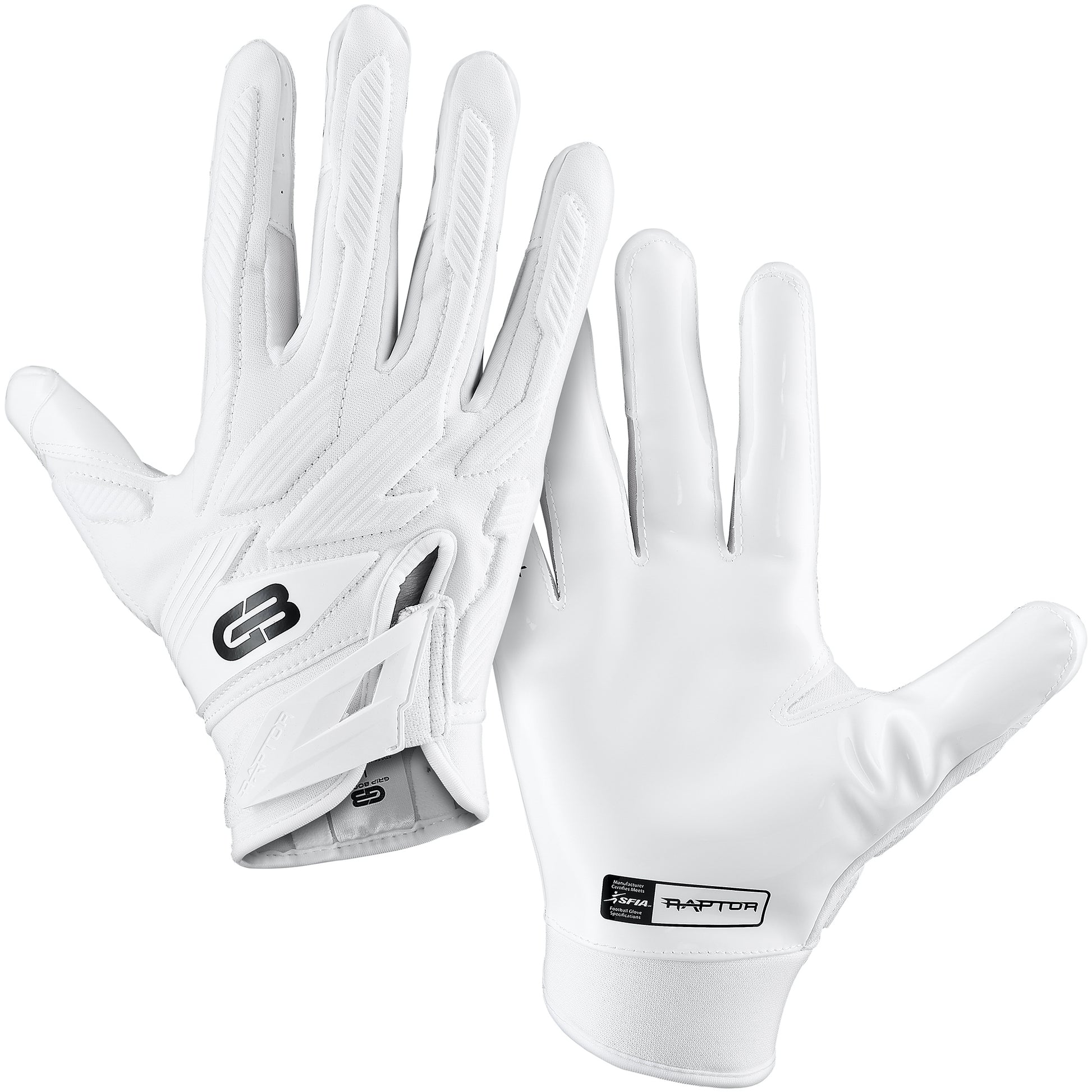 Grip Boost Football Receiving Gloves Grip Boost Raptor 2.0 White Padded Men's Football Gloves with Boost Plus Grip Technology