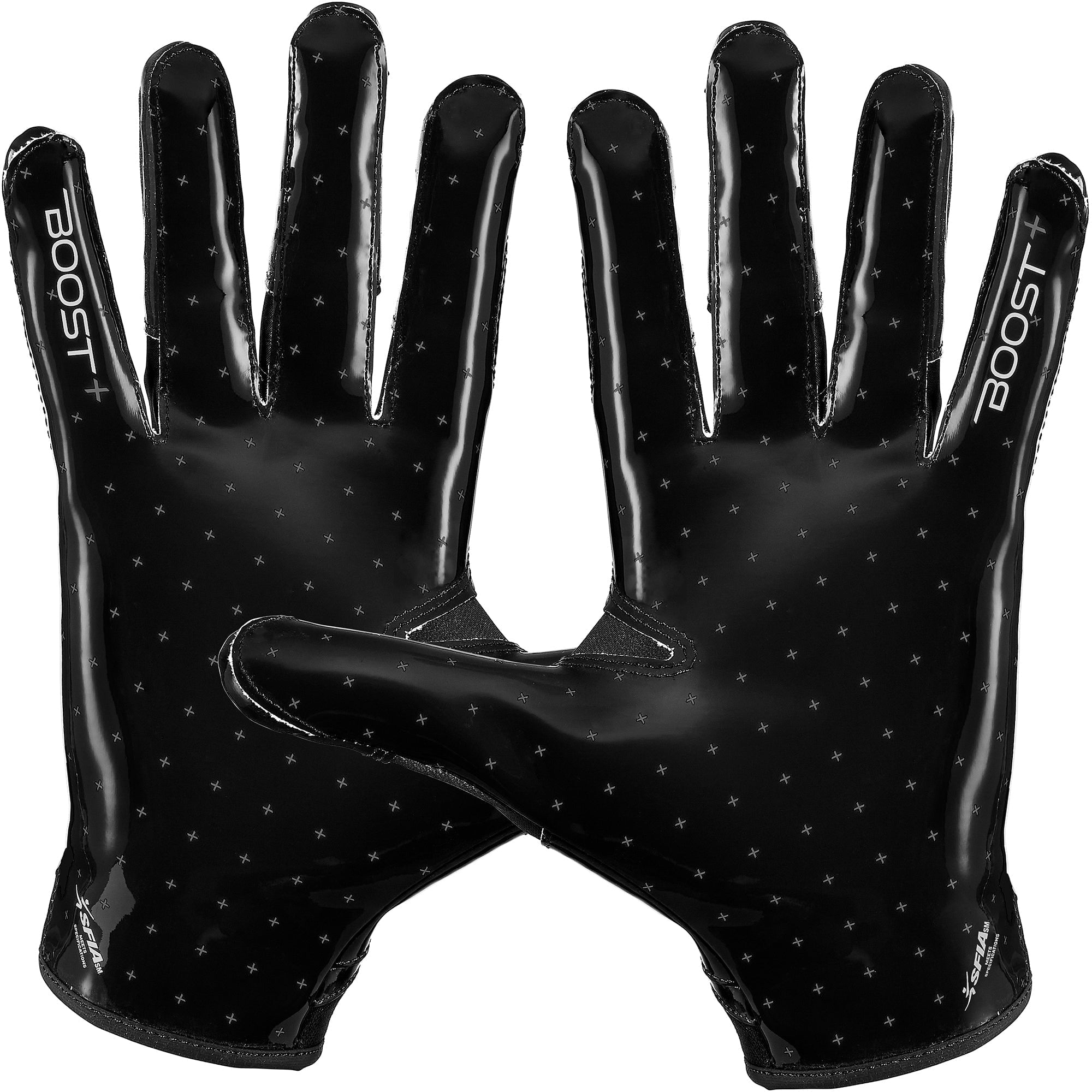 Solid Black Youth Football Gloves Kids Grip Boost Gloves Grip Boost