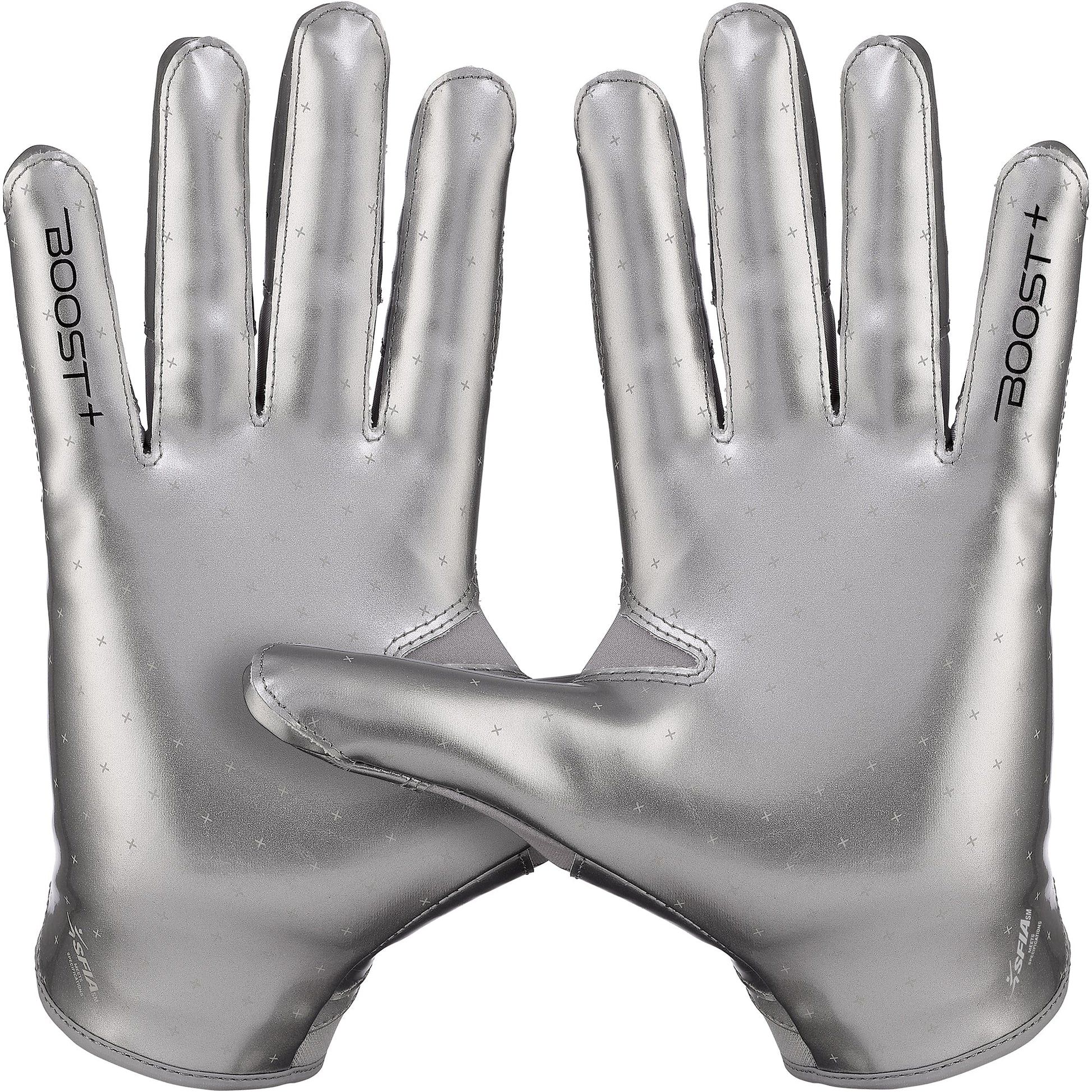 Grip Boost Football Receiving Gloves Grip Boost Solid Chrome Stealth 6.0 Boost Plus Football Gloves