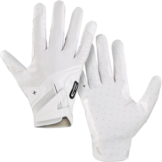Grip Boost Football Receiving Gloves Grip Boost Solid White Stealth 6.0 Boost Plus Youth Football Gloves