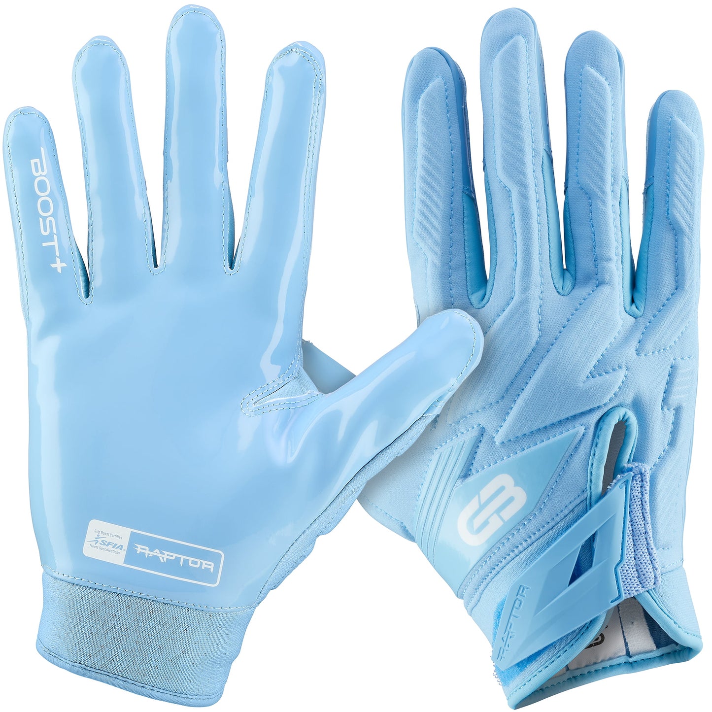 Grip Boost Football Receiving Gloves Small / Carolina Blue Grip Boost Raptor 2.0 Padded Men's Football Gloves - Carolina Blue