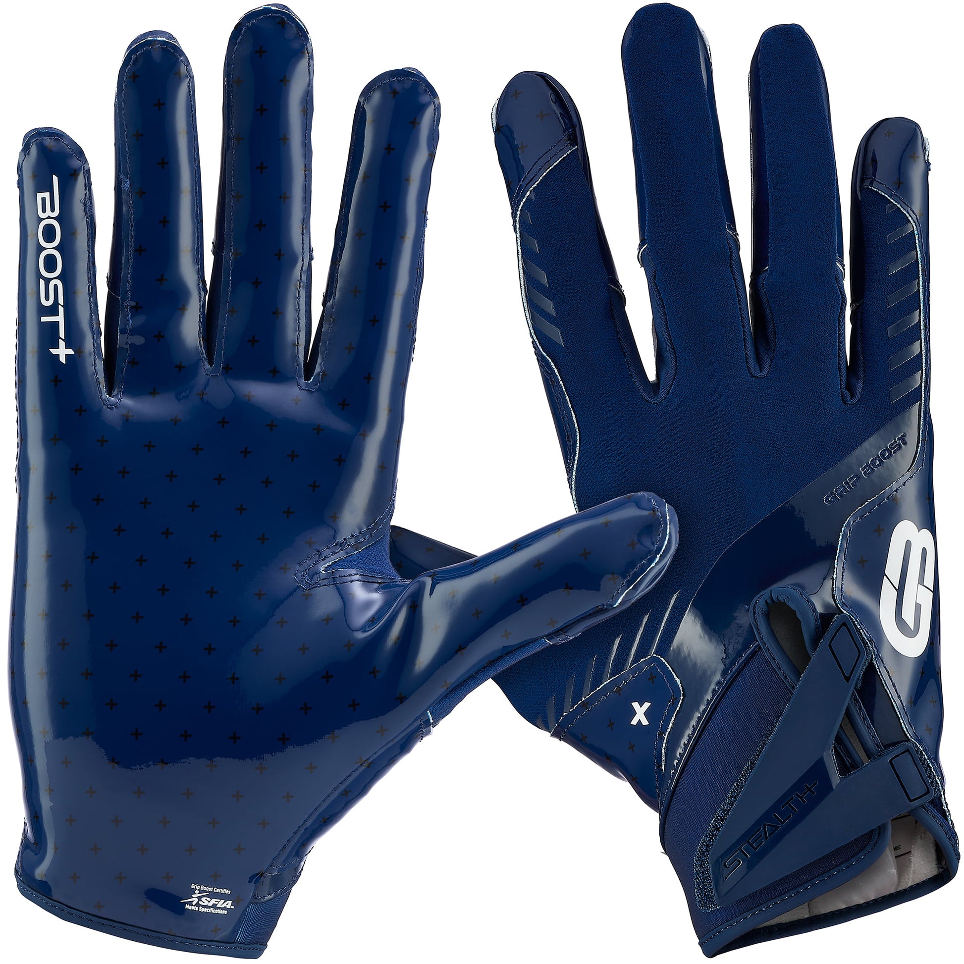 Grip Boost Football Receiving Gloves Small / Navy Grip Boost Stealth 6.0 Football Gloves – Solid Navy