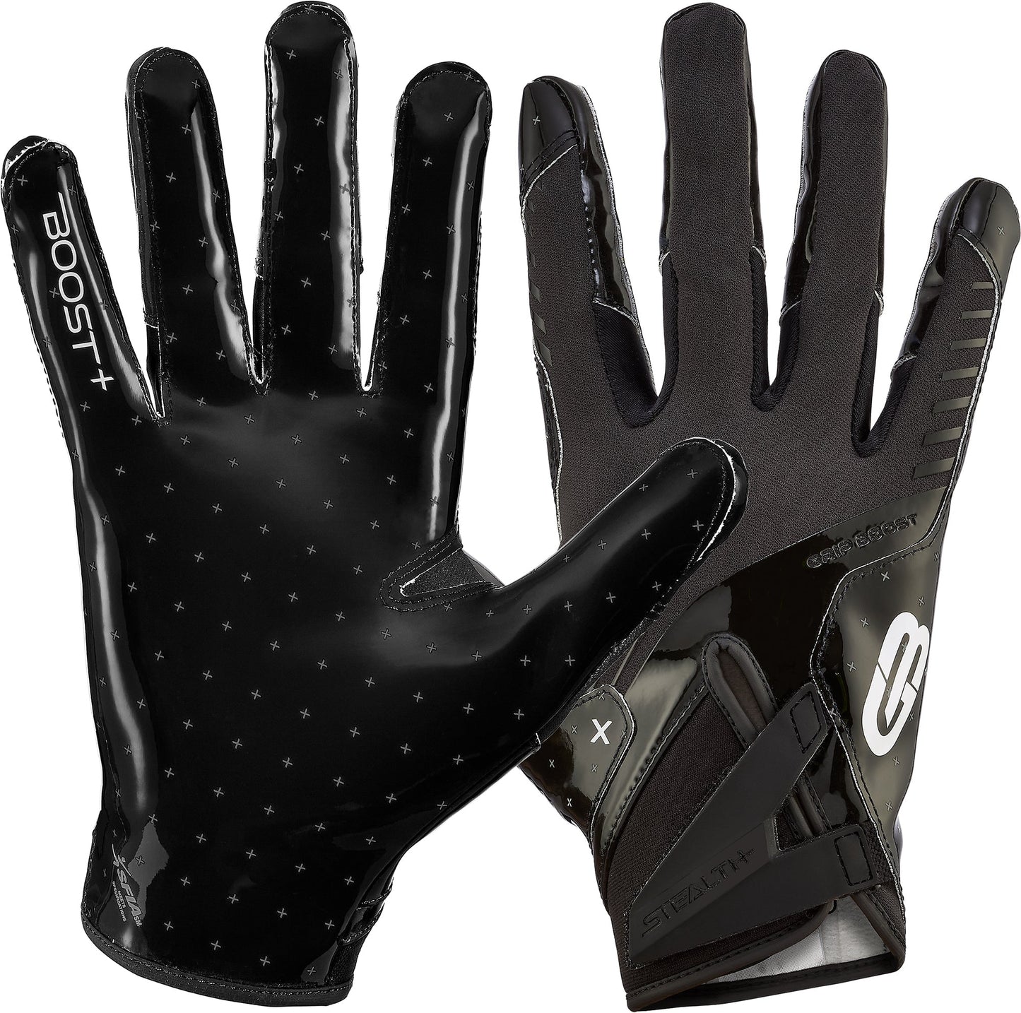 Grip Boost Football Receiving Gloves Small / Solid Black Grip Boost Solid Black Stealth 6.0 Boost Plus Football Gloves