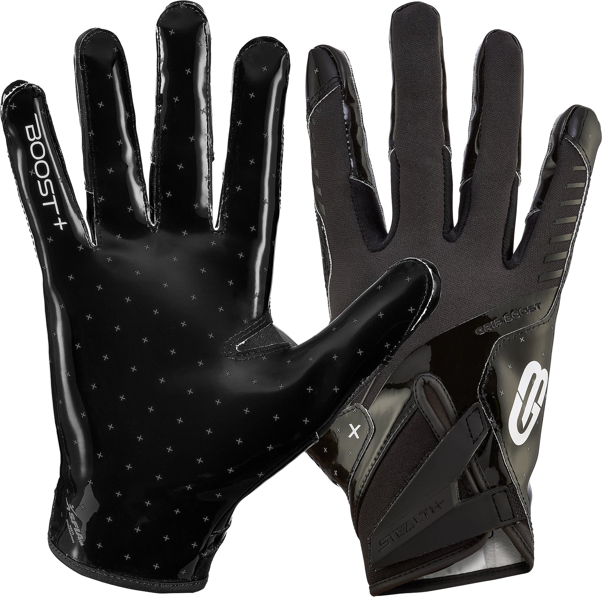 Grip Boost Football Receiving Gloves Small / Solid Black Grip Boost Solid Black Stealth 6.0 Boost Plus Football Gloves