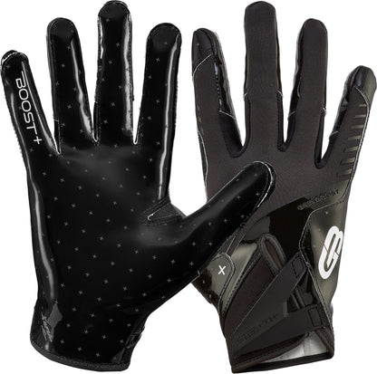 Grip Boost Football Receiving Gloves Small / Solid Black Grip Boost Solid Black Stealth 6.0 Boost Plus Football Gloves