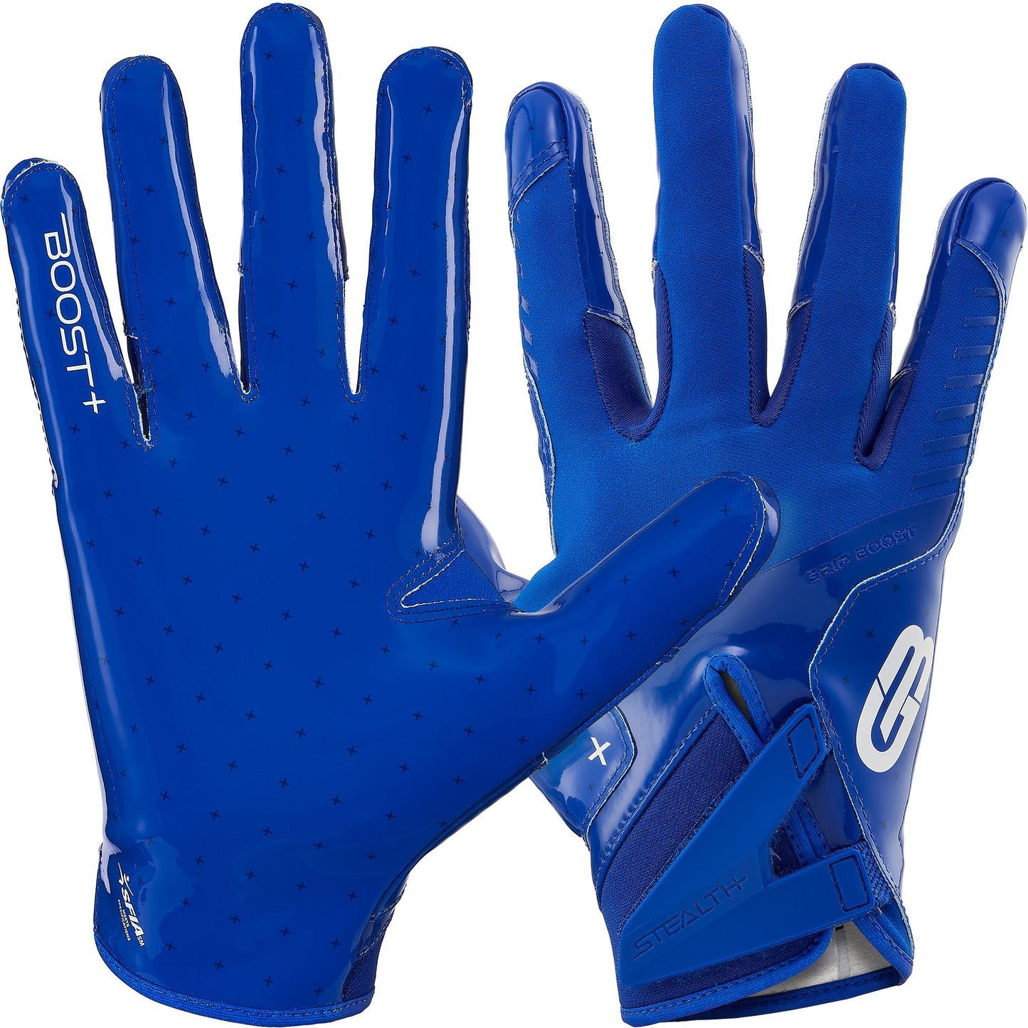 Grip Boost Football Receiving Gloves Small / Solid Blue Grip Boost Solid Blue Stealth 6.0 Boost Plus Football Gloves