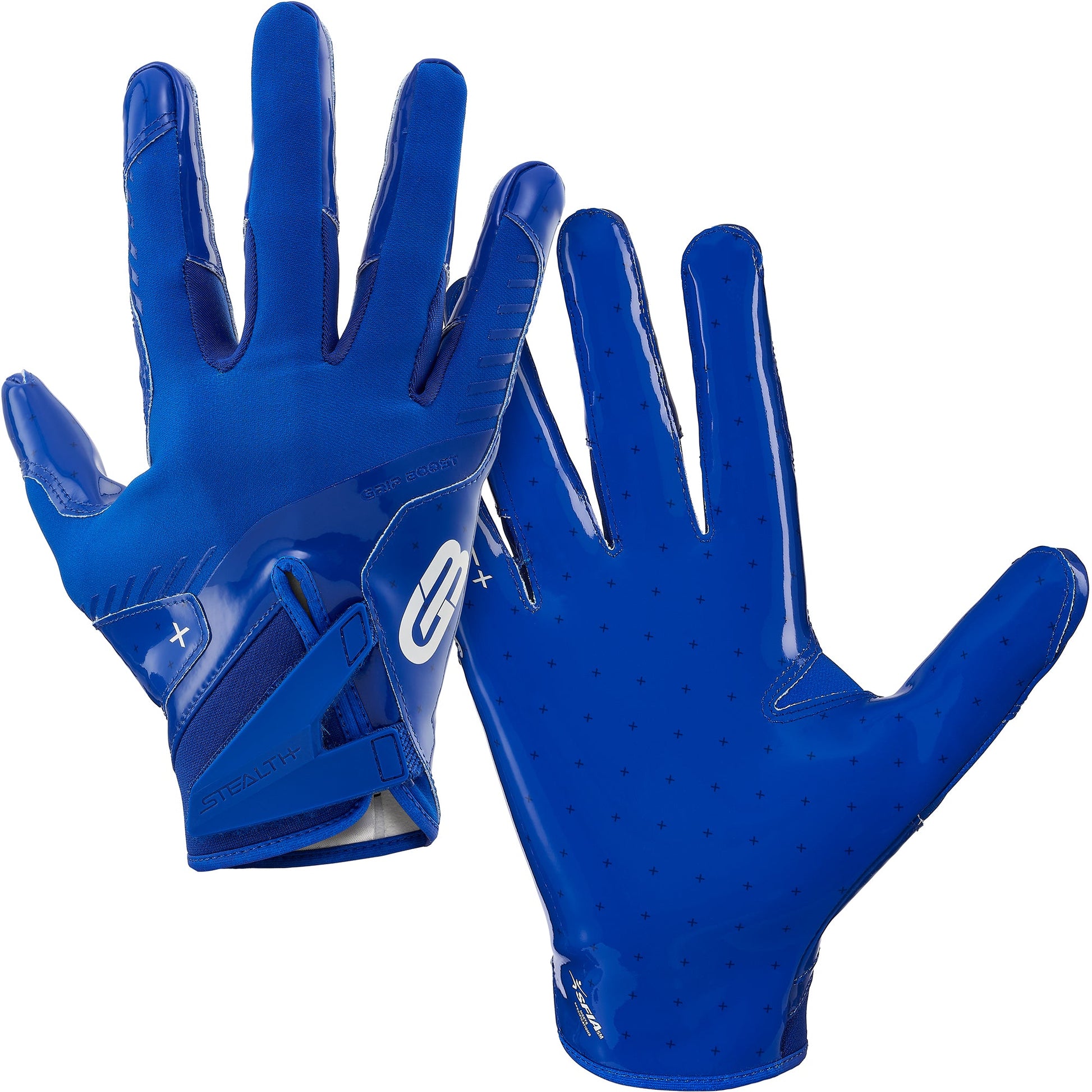 Grip Boost Football Receiving Gloves Small / Solid Blue Grip Boost Solid Blue Stealth 6.0 Boost Plus Football Gloves