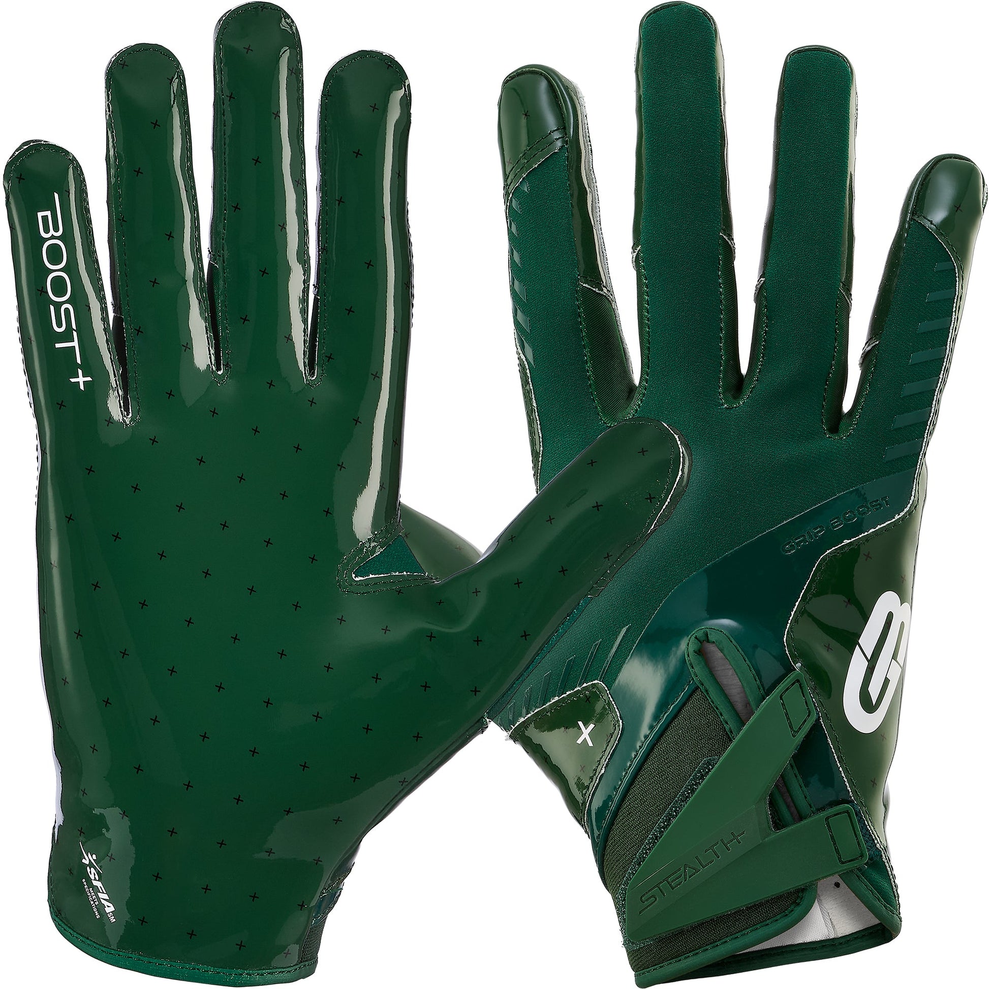Grip Boost Football Receiving Gloves Small / Solid Forest Green Grip Boost Solid Forest Green Stealth 6.0 Boost Plus Football Gloves