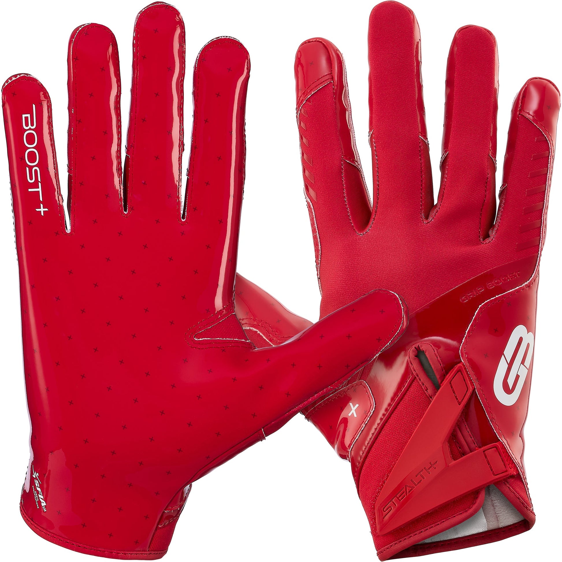 Grip Boost Football Receiving Gloves Small / Solid Red Grip Boost Solid Red Stealth 6.0 Boost Plus Football Gloves
