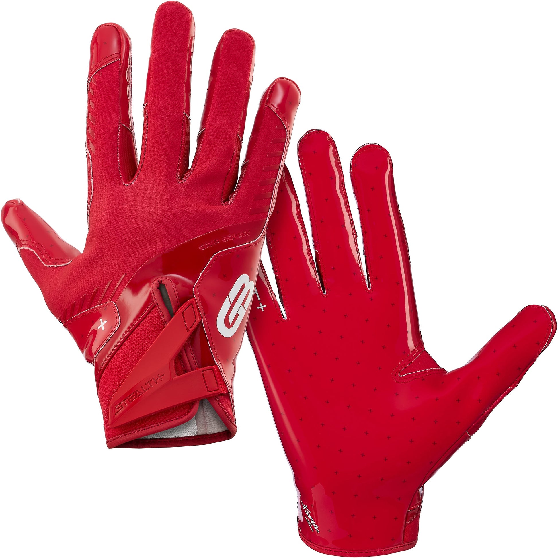 Grip Boost Football Receiving Gloves Small / Solid Red Grip Boost Solid Red Stealth 6.0 Boost Plus Football Gloves