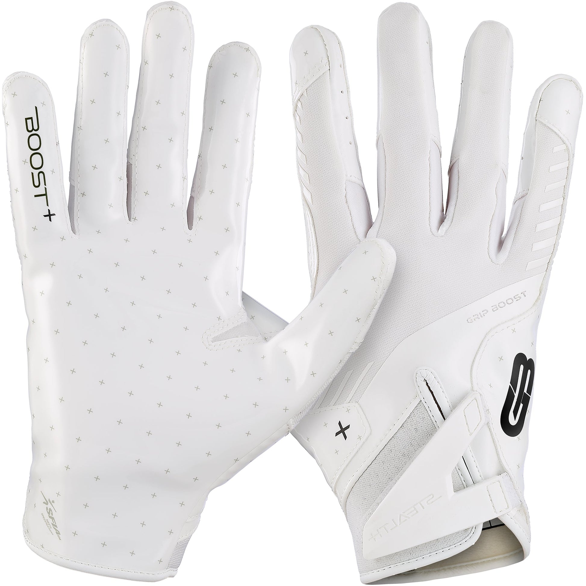 Grip Boost Football Receiving Gloves Small / Solid White Grip Boost Solid White Stealth 6.0 Boost Plus Football Gloves
