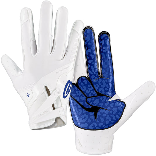 Grip Boost Football Receiving Gloves Small / White/Royal Blue Grip Boost Peace Stealth 6 Boost Plus Football Gloves - White/Royal Blue