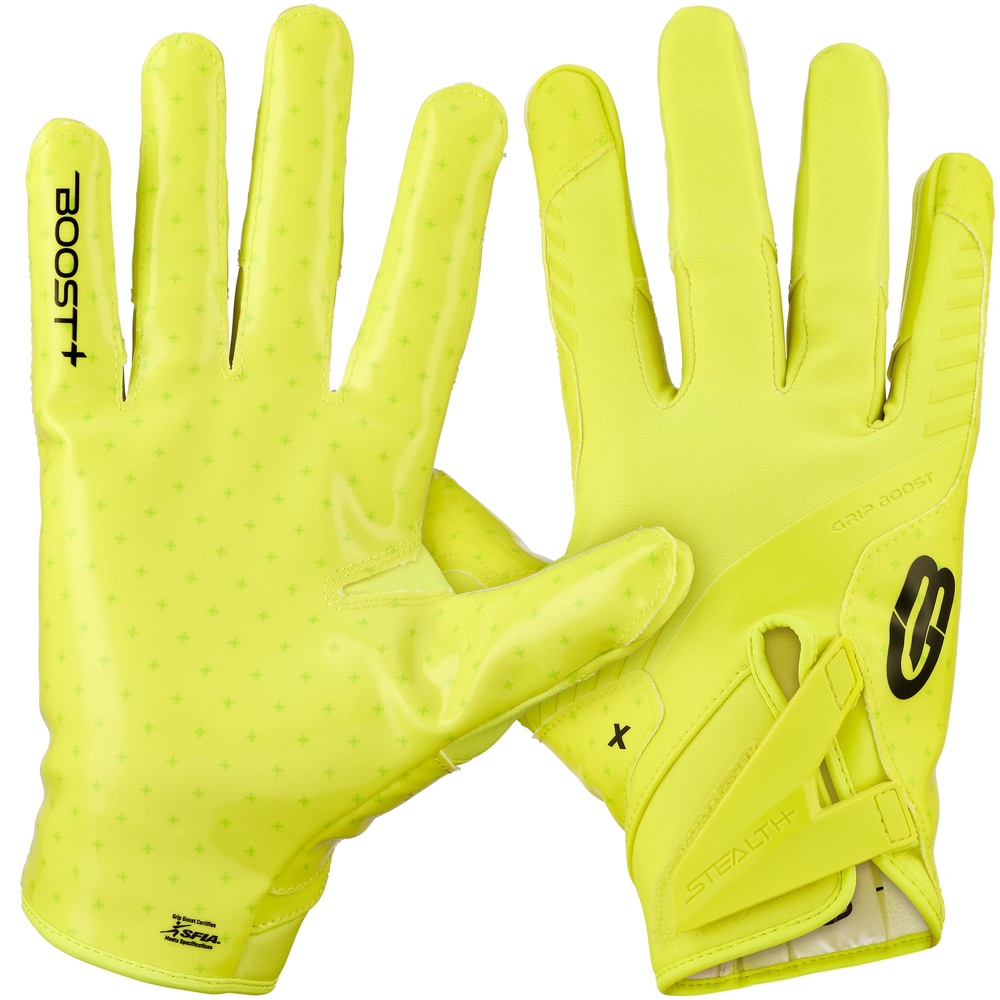 Grip Boost Football Receiving Gloves Youth Small / Neon Yellow Grip Boost Solid Neon Yellow Stealth 6.0 Boost Plus Youth Football Gloves