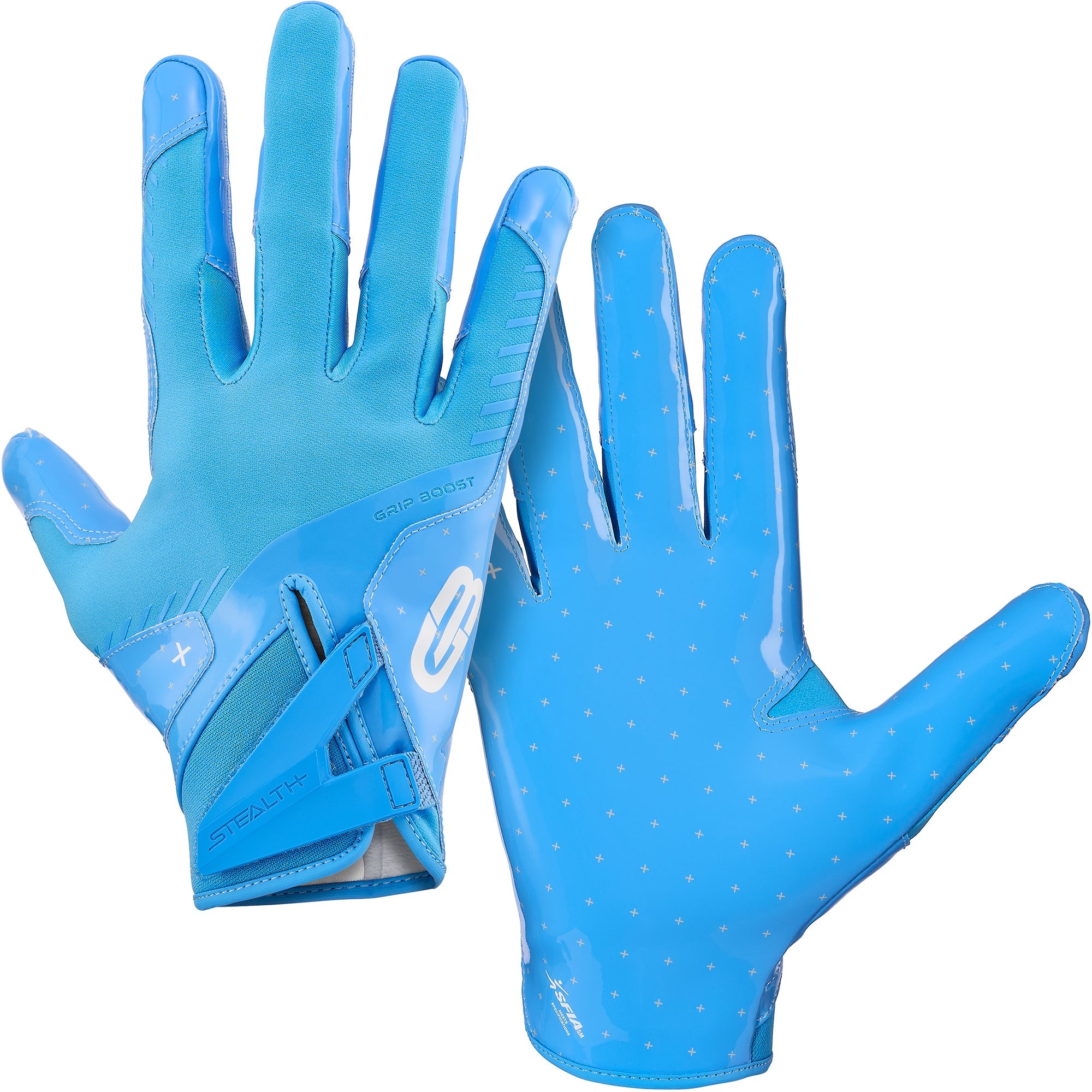 Light Blue Youth Football Gloves Youth Wide Receiver Gloves Grip Boost