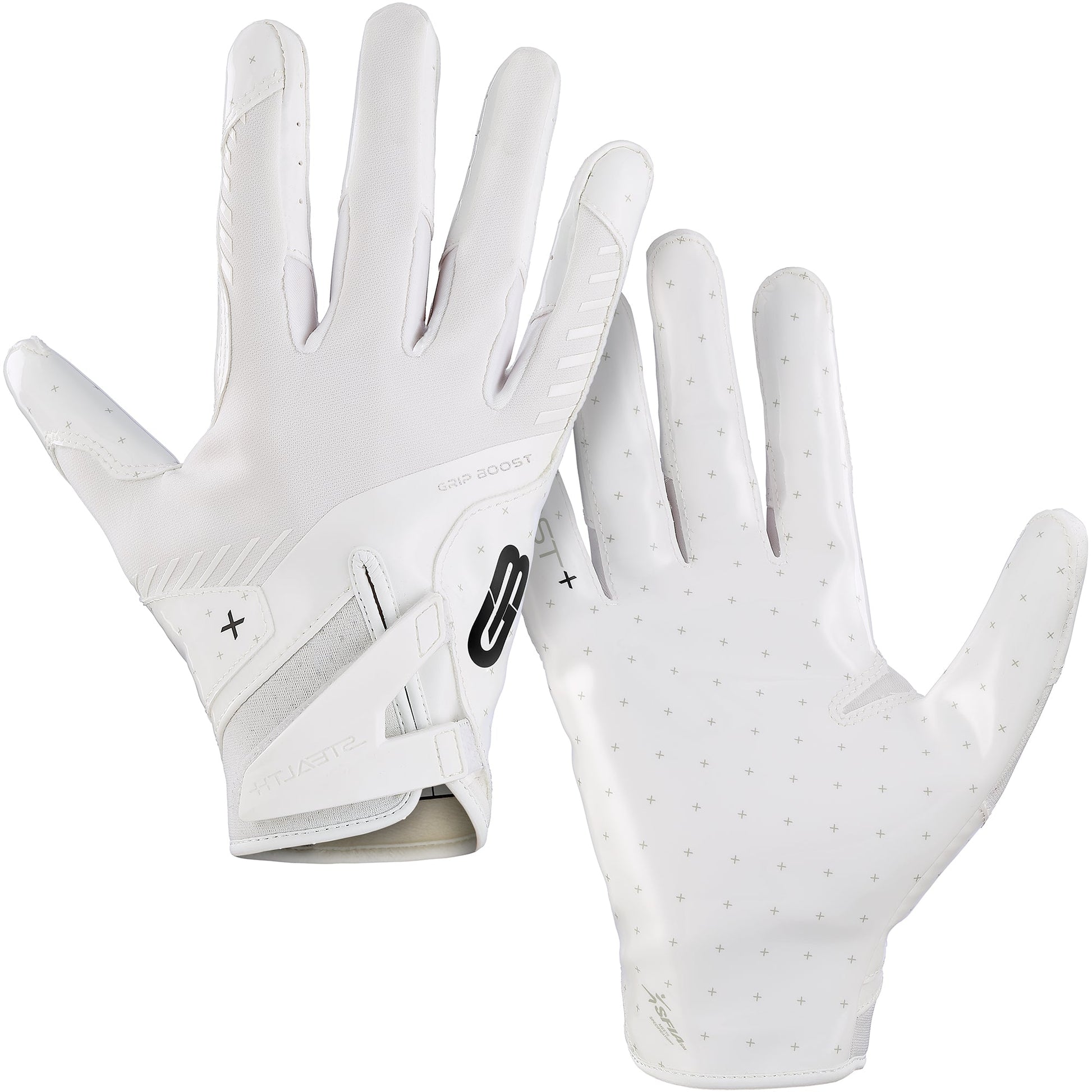 Grip Boost Football Receiving Gloves Youth Small / Solid White Grip Boost Solid White Stealth 6.0 Boost Plus Youth Football Gloves