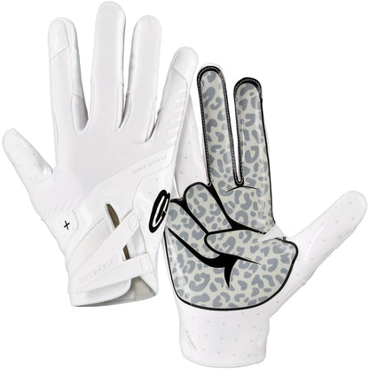 Grip Boost Football Receiving Gloves Youth Small / White/Black Grip Boost Peace Stealth 6 Boost Plus Youth Football Gloves - White/Black