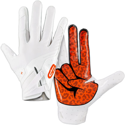 Grip Boost Football Receiving Gloves Youth Small / White/Orange Grip Boost Peace Stealth 6 Boost Plus Youth Football Gloves - White/Orange