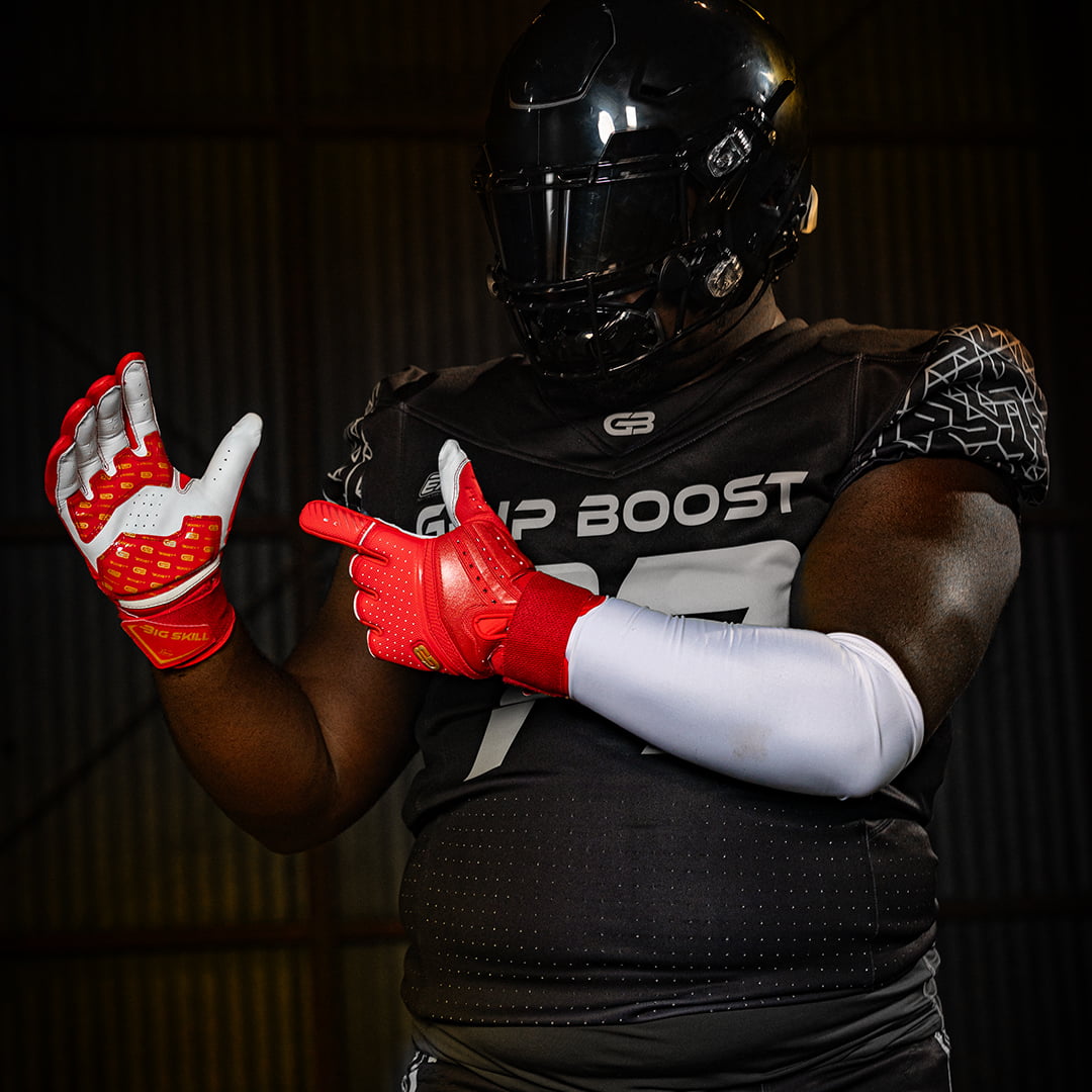 Grip Boost Lineman Gloves Grip Boost Big Skill 2.0 Lineman Football Gloves – Red